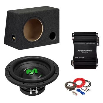 PACHET SUBWOOFER AUTO DEAF BONCE ML 10S 300W + APOCALYPSE AAP 350.1D ATOM + KIT DE CABLURI COMPLET